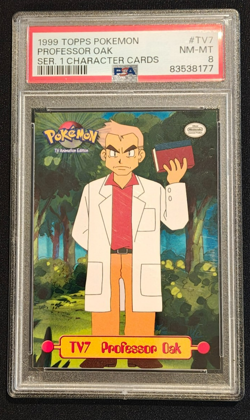 Graded PSA 8 Professor Oak #TV7 Topps Ser. 1 Character Pokemon Card TCG - 1999 - Image 1