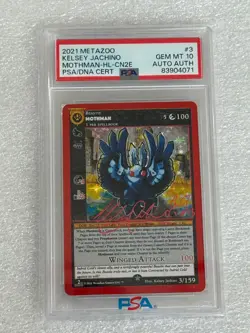 PSA 10 METAZOO AUTO KELSEY MOTHMAN 2ND CRYPTID NATION FH HOLO tcg card pokemon - Image 1