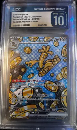 CGC 10 Pristine Gholdengo ex SAR 220/187 Pokemon Card Terastal Fest ex - Image 1