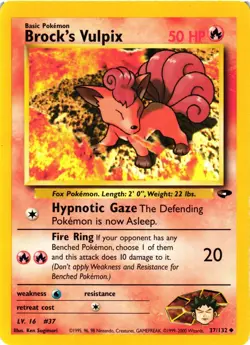 Pokemon TCG Brock's Vulpix 37/132 Gym Challenge Uncommon Unlimited DMG - Image 1