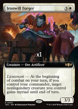 MTG Borderless Commander: Tarkir: Dragonstorm TDC Ironwill Forger MINT - Image 1