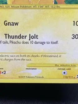 Pikachu 112/111 + Holo Bleed Rising Rivals Secret Rare Holo Pokemon TCG Lp+ - Image 4
