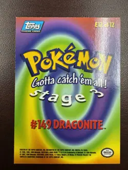 Pokemon Topps TV Animation Edition Dragonite Card E12 Of E12 Blue Logo - Image 2