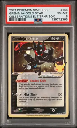2021 POKEMON SWSH BLACK STAR PROMO 144 GRENINJA-GOLD STAR CELEBRATIONS ETB PSA 8 - Image 1