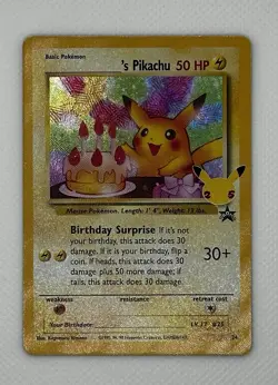 Pokemon TCG Birthday Pikachu Holo Rare Celebrations Card Mint Condition - Image 1