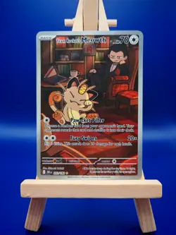 Pokemon TCG Team Rocket's Meowth Illustration Rare Card 203/182 Destined Rivals - Image 1