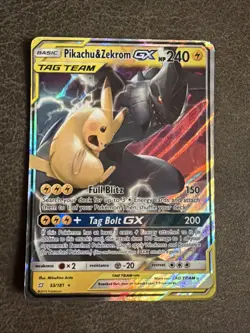 Pokemon Pikachu & Zekrom GX 33/181 SM-Team Up Ultra Rare Foil 240HP Card - Image 1
