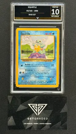 GG 10 Squirtle 63/102 Base Set 1999 Pokemon Vintage WOTC GetGraded not psa 10 - Image 1