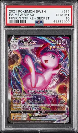 2021 POKEMON SWORD & SHIELD FUSION STRIKE SECRET #269 FULL ART/MEW VMAX PSA 10 - Image 1