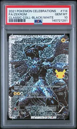 2021 Pokemon Celebrations #114 Classic Zekrom Full Art Holo PSA 10 Gem Mint - Image 1