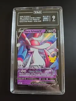 2021 POKEMON SWSH BLACK STAR PROMO CELEBRATIONS COLL #134 DARK SYLVEON V TAG 9 - Image 1