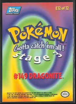 Dragonite Blue Logo E12 of E12 Pokemon Topps The First Movie - Image 2