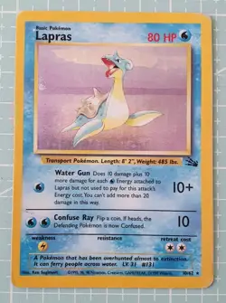 Lapras 10/62 Holo Rare: Fossil Pokemon Trading Card Game TCG English - Image 1