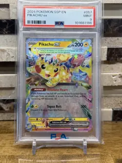 Pokemon TCG Pikachu EX 057/191 Surging Sparks PSA 9 Mint - Image 1