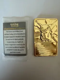 #25 Pikachu Pokemon 1999 23k Gold Plated Card COA & PokeBall from Burger King - Image 2