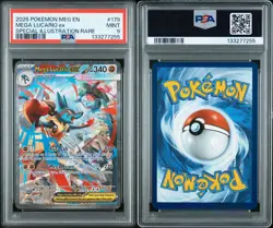 2025 Pokemon Mega EN lucario Ex 179/132 Special Illustration Rare PSA 9 MINT - Image 3