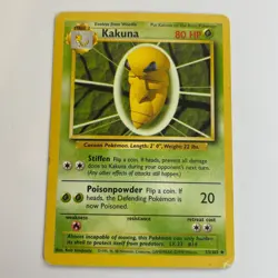 Kakuna 33/102 Base Set Unlimited Uncommon Pokemon Heavy Play+ - Image 3