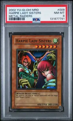 2002 Yu-Gi-Oh! Harpie Lady Sisters Metal Raiders MRD Unlimited Super Rare PSA 8 - Image 1