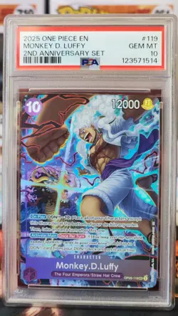 Monkey D.Luffy OP05-119 SEC Alt - 2nd Anniversary Set - One Piece English PSA 10 - Image 1