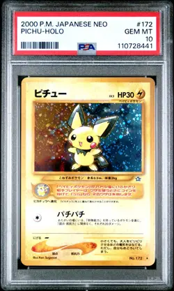 Pokemon Card PSA 10 Pichu Holo Neo Genesis #172 - Image 1