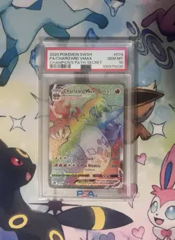 2020 Pokemon SWSH FA/Charizard VMAX #074 Champion's Path Secret Rainbow PSA 10 - Image 1