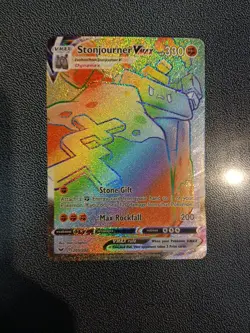 Pokemon TCG Stonjourner VMAX Rainbow Secret Rare Card 205/202 Sword & Shield - Image 1