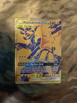 Pokemon Pikachu & Zekrom GX TCG Sun & Moon SM248 Holo Gold Promo Card NM/M 2021 - Image 1
