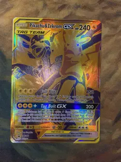 Pokemon Pikachu & Zekrom GX TCG Sun & Moon SM248 Holo Gold Promo Card NM/M 2021 - Image 2
