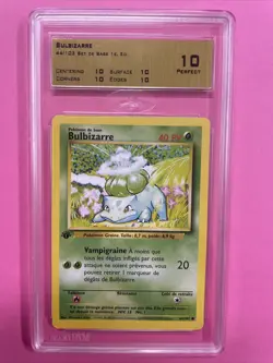 CARTE POKEMON 44/102 BULBIZARRE SET DE BASE EDITION 1 FR MTG 10 PERFECT NO PSA - Image 1