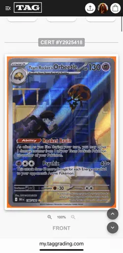2025 Pokemon S&V Destined Rivals - Team Rocket's Orbeetle 198/182 IR- TAG 10 PSA - Image 5
