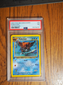 Pokemon 2001 1st Edition Neo Discovery Kabutops rare card, PSA 7 - Image 1