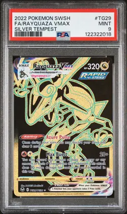 2022 POKEMON SWORD & SHIELD SILVER TEMPEST #TG29 FULL ART/RAYQUAZA VMAX PSA 9 - Image 1