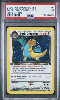 2000 POKEMON ROCKET 1ST ED #5 DARK DRAGONITE-HOLO PSA 7 - Image 1