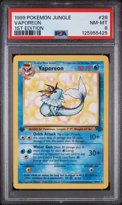 1999 Pokemon Jungle 1st Edition Vaporeon #28 PSA 8 - Image 1