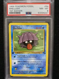 1999 Pokemon Fossil 1st Edition Shellder 54/62 PSA 8 NM-MT - Image 1