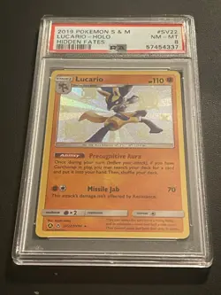 POKEMON TCG LUCARIO SV22 PSA 8 S&M HIDDEN FATES!! - Image 1