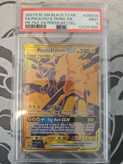 2021 POKEMON BLACK STAR PROMO #SM248 PIKACHU ZEKROM GX TAG TEAM FULL ART PSA 9 - Image 1