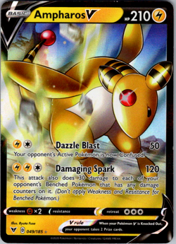 Ampharos V - 049/185 - Pokemon Vivid Voltage Sword & Shield Ultra Rare Card NM - Image 1