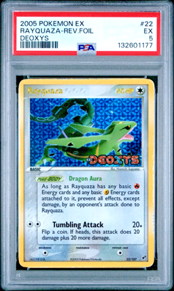PSA 5 2005 Pokemon EX Deoxys Rayquaza STAMPED Reverse Holo Foil 22/107 - Image 1