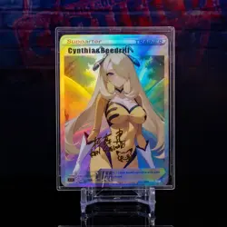 Cynthia Beedrill Waifu Card Pokemon Trainer Holo Flash Gold Foil Signature Stamp - Image 1