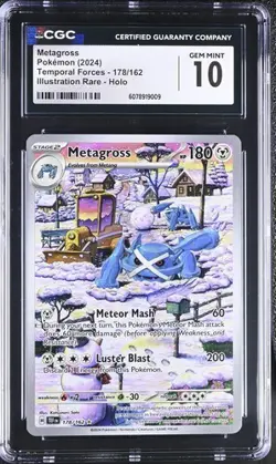 Pokemon 2024 Metagross #178/162 Temple Forces Illustration Rare CGC 10 GEM MINT - Image 1