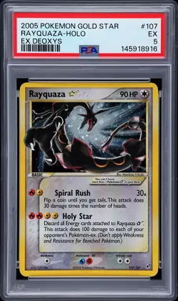 2005 POKEMON EX DEOXYS GOLD STAR #107 RAYQUAZA-HOLO PSA 5 - Image 1