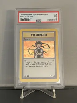 Pokemon Brock Gym Heroes 1st Edition Holo Rare #15 PSA 5 - Image 1