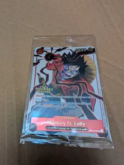 One Piece TCG Monkey.D.Luffy (FRENCH) 3rd Anniversary WINNER ST01-012 Promo - Image 2
