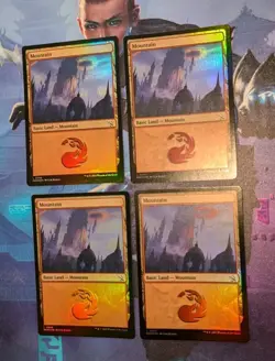 MTG 4 x *FOIL * March of the Machines MOUNTAIN #280 NM - Image 2