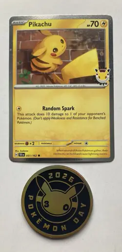 Pikachu 051/162 Stamped 2026 Pokemon Day 30 Promo TCG With Coin - Image 1