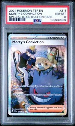 Morty's Conviction 211/162 Special Illustration Rare Pokemon PSA 8 *889 - Image 1