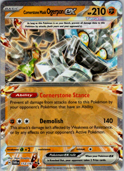 Cornerstone Mask Ogerpon ex - 112/167 - Pokemon Twilight Masquerade Rare NM - Image 1