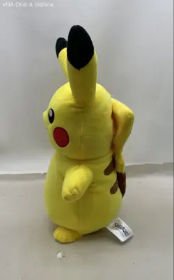 4 Pokemon Plushies Pikachu Electric Charge Holiday Squirtle + 2 Poke Balls - Image 5