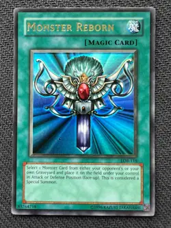 Yugioh Monster Reborn Unlimited Edition Ultra Rare LOB-118 LP - Image 1